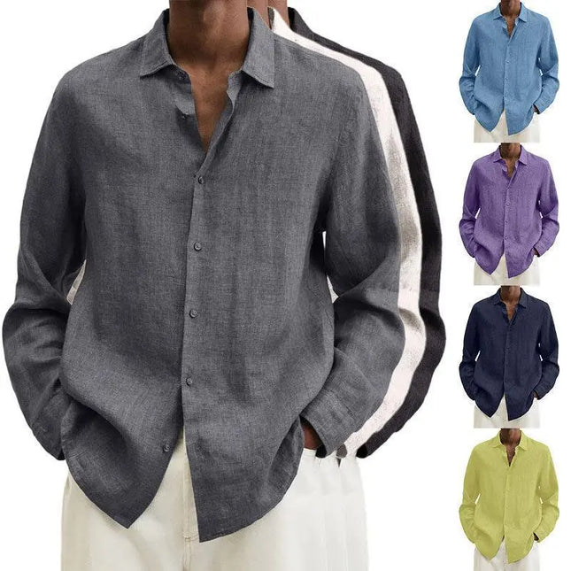 Long Sleeve Lapel Shirt Men's Loose Button Cardigan Sshirt Top Mens Clothing Alfra Retail 1