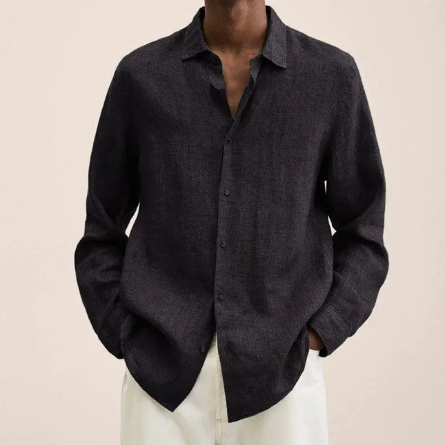 Long Sleeve Lapel Shirt Men's Loose Button Cardigan Sshirt Top Mens Clothing Alfra Retail 1