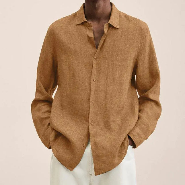 Long Sleeve Lapel Shirt Men's Loose Button Cardigan Sshirt Top Mens Clothing Alfra Retail 1