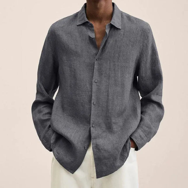 Long Sleeve Lapel Shirt Men's Loose Button Cardigan Sshirt Top Mens Clothing Alfra Retail 1