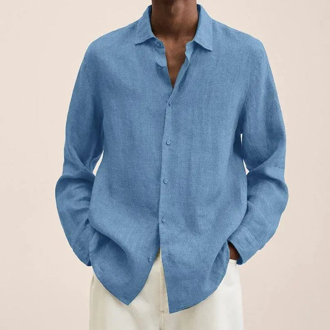 Long Sleeve Lapel Shirt Men's Loose Button Cardigan Sshirt Top Mens Clothing Alfra Retail 1