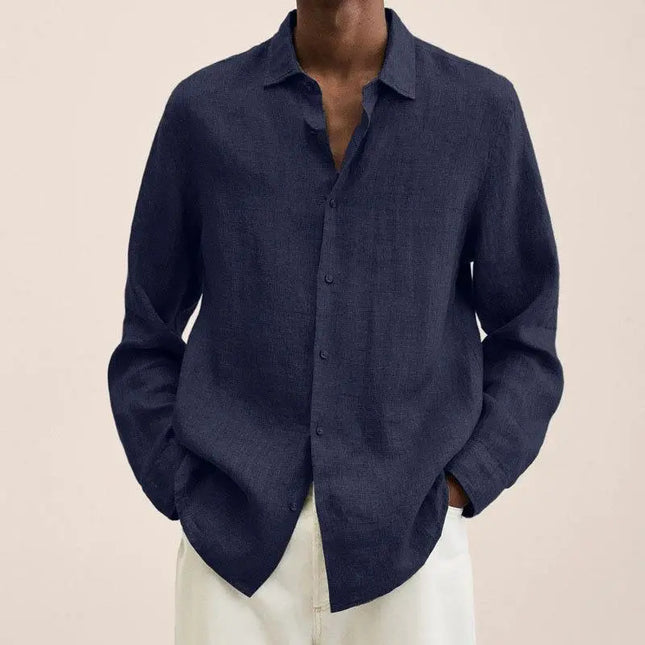 Long Sleeve Lapel Shirt Men's Loose Button Cardigan Sshirt Top Mens Clothing Alfra Retail 1
