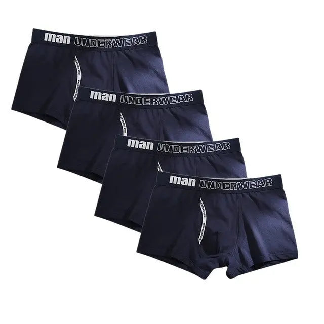 Men's 4-Pack Cotton Boxer Underwear - Soft & Comfortable, Solid Color, Jacquard Weaving, Non-Woven Fabric, Available in Sizes L, XL, XXL, XXXL Menswear Aesthetic Asian Classic Alfra Retail 1