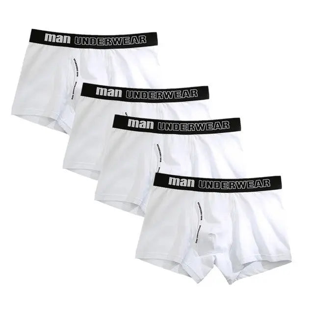 Men's 4-Pack Cotton Boxer Underwear - Soft & Comfortable, Solid Color, Jacquard Weaving, Non-Woven Fabric, Available in Sizes L, XL, XXL, XXXL Menswear Aesthetic Asian Classic Alfra Retail 1