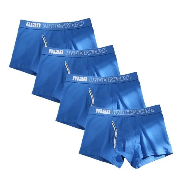 Men's 4-Pack Cotton Boxer Underwear - Soft & Comfortable, Solid Color, Jacquard Weaving, Non-Woven Fabric, Available in Sizes L, XL, XXL, XXXL Menswear Aesthetic Asian Classic Alfra Retail 1