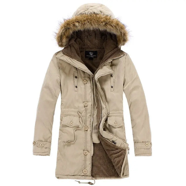Men's Cotton Parka Winter Overcoat with Hood, Khaki/Denim/Green/Black Alfra Retail 1