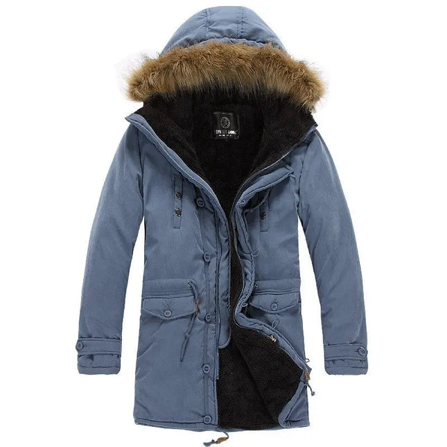 Men's Cotton Parka Winter Overcoat with Hood, Khaki/Denim/Green/Black Alfra Retail 1