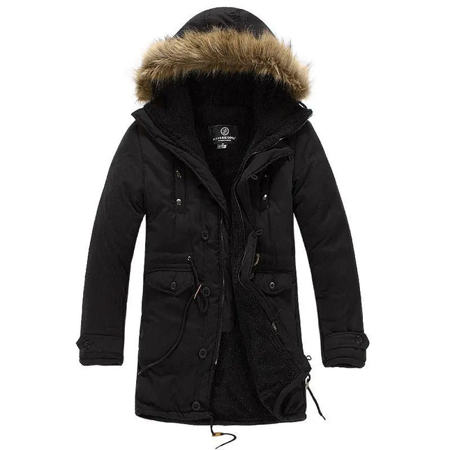 Men's Cotton Parka Winter Overcoat with Hood, Khaki/Denim/Green/Black Alfra Retail 1
