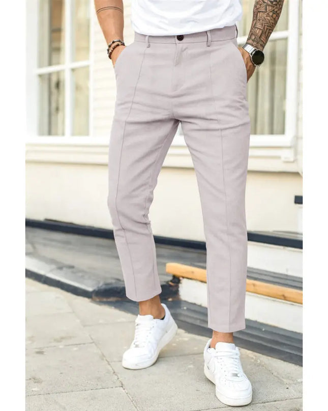Men's Double Fold Line Solid Color Casual Suit Pants - Stylish & Comfortable Alfra Retail 1
