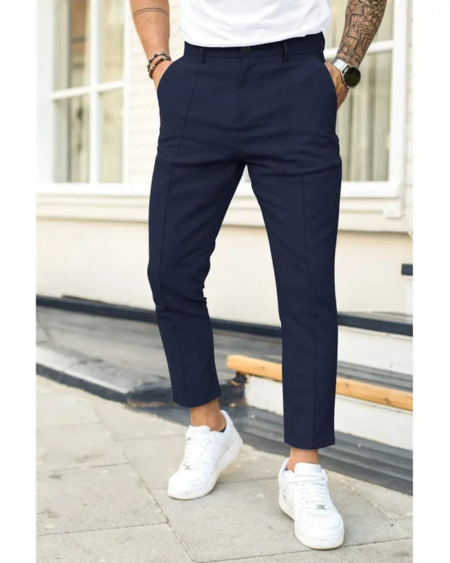 Men's Double Fold Line Solid Color Casual Suit Pants - Stylish & Comfortable Alfra Retail 1