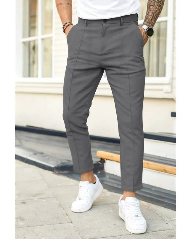 Men's Double Fold Line Solid Color Casual Suit Pants - Stylish & Comfortable Alfra Retail 1