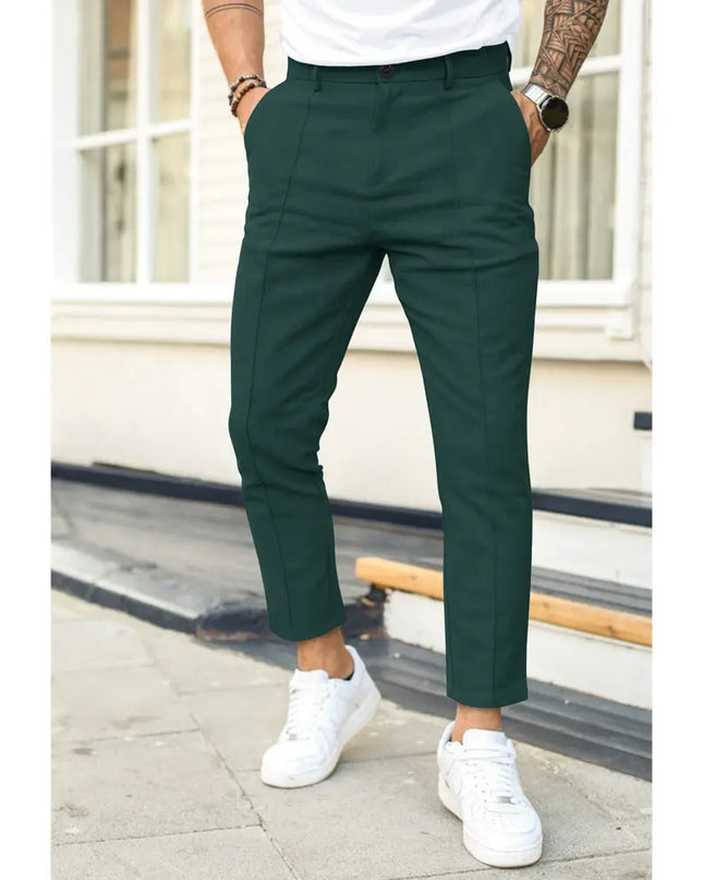 Men's Double Fold Line Solid Color Casual Suit Pants - Stylish & Comfortable Alfra Retail 1