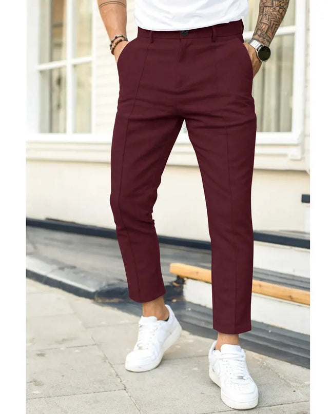Men's Double Fold Line Solid Color Casual Suit Pants - Stylish & Comfortable Alfra Retail 1