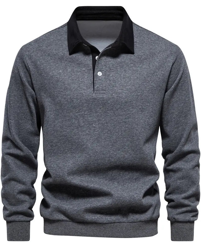 Men's Fashion Casual Polo Collar Sweater - Versatile Long Sleeve Top Alfra Retail 1