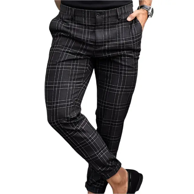 Men's Plaid Print Loose Fit Casual Trousers - Thin & Comfortable Fabric Menswear Alfra Retail 1