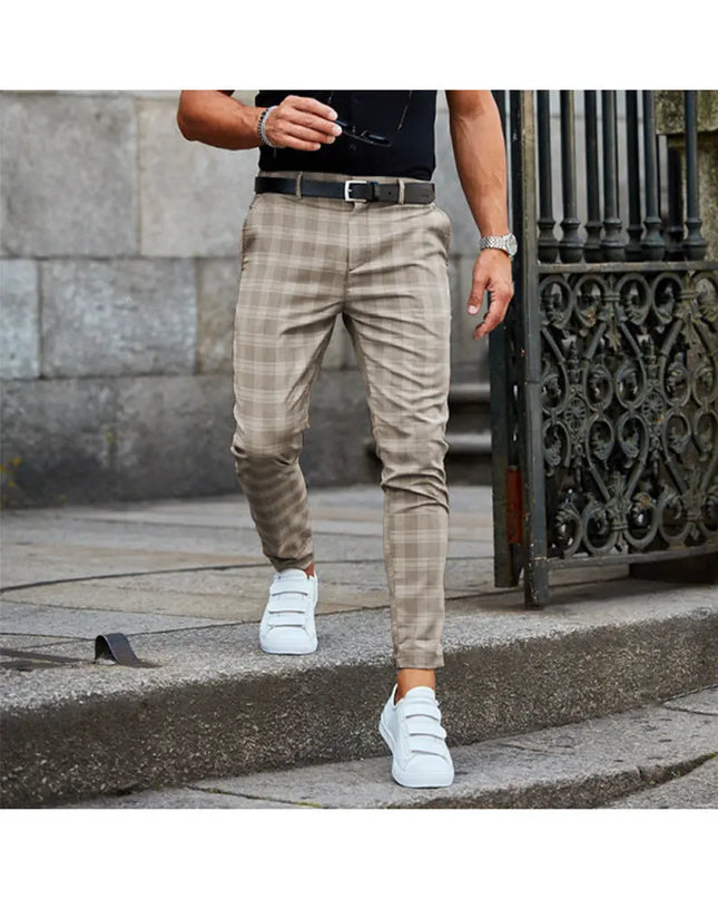 Men's Plaid Print Loose Fit Casual Trousers - Thin & Comfortable Fabric Menswear Alfra Retail 1