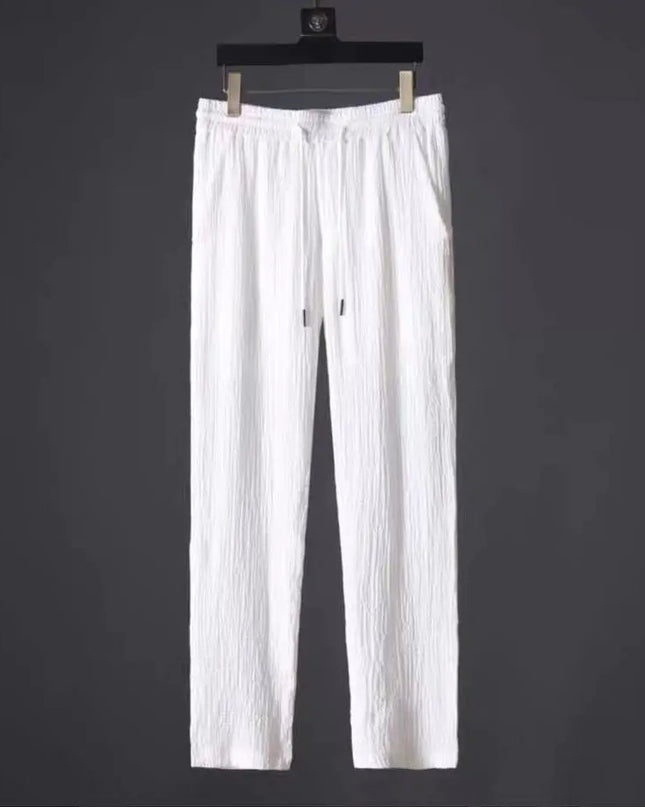 Men's Summer Suit - Loose Short Sleeve Top & Drawstring Trousers Fashion Clothing Fabric Menswear Alfra Retail 1
