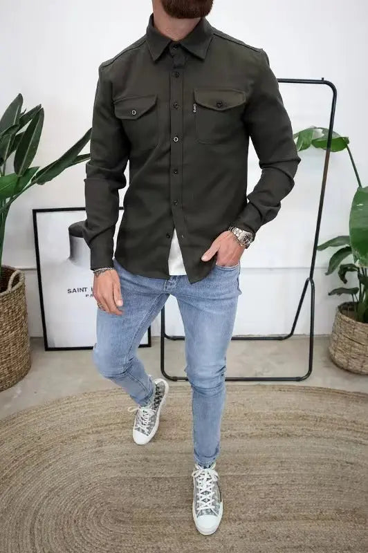 Men's Youth Casual Brushed Shirt - Comfortable & Stylish Long Sleeve Top Alfra Retail 1