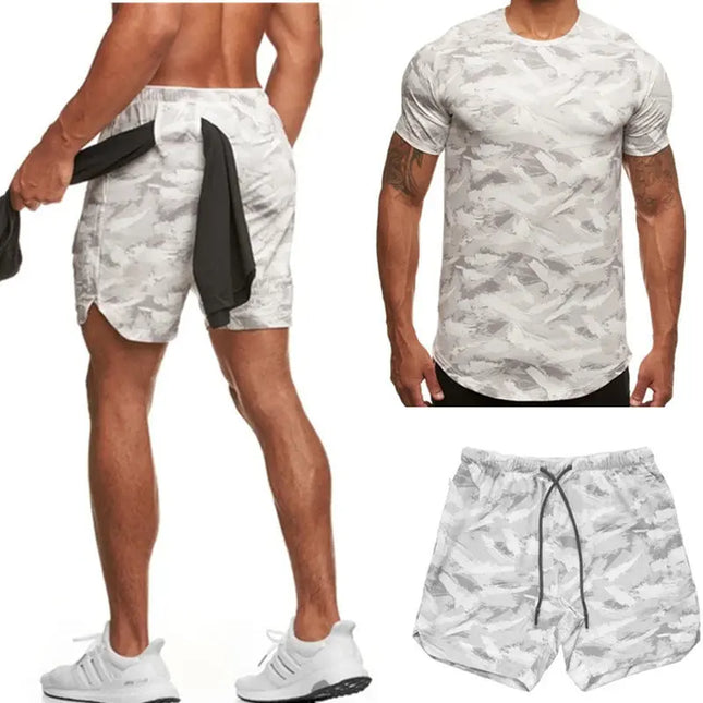 Two-Piece Camouflage Fitness Suit for Women – Short-Sleeved Sportswear for Leisure & Workout Alfra Retail 1