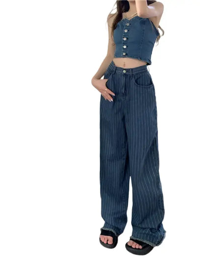 Women's High-Waisted Skinny Striped Jeans – Trendy & Comfortable Denim Alfra Retail 1