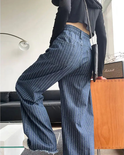 Women's High-Waisted Skinny Striped Jeans – Trendy & Comfortable Denim Alfra Retail 1